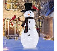 COSTWAY 3.6FT/4.2FT/5FT/6FT Lighted Christmas Snowman, Pre-Lit Snowman Ornament Xmas Decoration with 80/70/180/180 LED Lights, Christmas Holiday Decor for Home Garden Yard (with 70 Lights, 4.2FT)