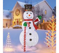COSTWAY 3.6FT/4.2FT/5FT/6FT Lighted Christmas Snowman, Pre-Lit Snowman Ornament Xmas Decoration with 80/70/180/180 LED Lights, Christmas Holiday Decor for Home Garden Yard (with 180 Lights, 5FT)