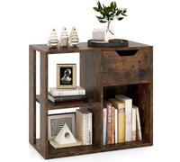 Costway 3-Cube Bookcase 2-Tier Wooden Storage Shelf W/ Drawer-Coffee