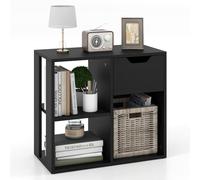 Costway 3-Cube Bookcase 2-tier Wooden Storage Shelf w/ Drawer in Black COSTWAY Black
