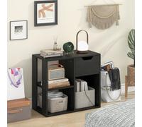 Costway 3-Cube Bookcase Wooden Side Table Floor Standing Bookshelf W/ Drawer