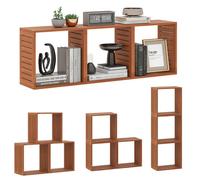 Costway 3 Cube Bookcases Solid Wood Stacking Storage Organizers With Open Slatted Design