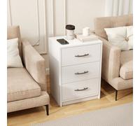 Costway 3-Drawer Bedside Table Compact Floor Night Table End Table White