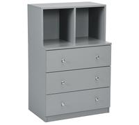 Costway 3-Drawer Chest Storage Cabinet Dresser Freestanding Organizer 2 Cubbies 3 Drawer in Grey COSTWAY Grey