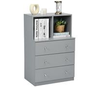 Costway 3-Drawer Chest Storage Cabinet Freestanding Dresser Organizer W/ 2 Cubbies & 3 Drawer