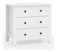 Costway 3-Drawer Dresser Modern Large Nightstand Storage in White COSTWAY White