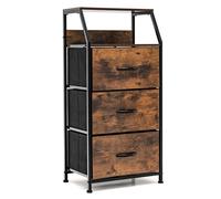 Costway 3 Drawer Organizer Unit Freestanding Cabinet Dresser with 3 Removable Drawers in Dark Brown COSTWAY Dark Brown