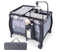 Costway 3 In 1 Baby Activity Center Foldable Baby Playpen With Diaper Changing Table-Grey