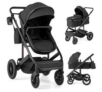 COSTWAY 3 in 1 Baby Stroller, Foldable Aluminum Frame Travel System Pram with Reversible Seat, Adjustable Canopy & Handle, Diaper Bag, Infant Newborn Pushchair for 0-36 Months (Black)
