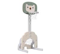 Costway 3-in-1 Basketball Hoop Set Stand Toddler Adjustable in Natural COSTWAY Natural