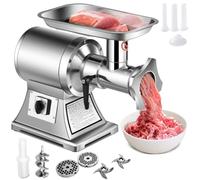 COSTWAY 3-in-1 Commercial Meat Grinder, 250KG/H Electric Meat Mincer & Sausage Stuffer Maker with 2 Blades, 2 Cutting Plates, 3 Sausage Stuffer Tubes & Kubbe Kit, 750W Stainless Steel Food Grinder