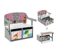 Costway 3-in-1 Convertible Activity Bench Table Chair Set Toy Storage in Grey COSTWAY Grey