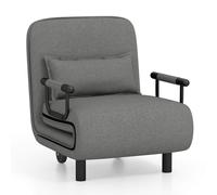 Costway 3-in-1 Convertible Sofa Bed Sleeper Chair w/Lumbar Pillow in Dark Grey COSTWAY Dark Grey