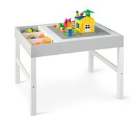 Costway 3 in 1 Kids Activity Play Table Wooden Building Block Desk w/ Storage in White COSTWAY White