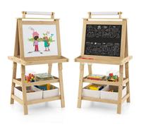 Costway 3 In 1 Kids Art Easel Double-Sided Storage Easel W/ Whiteboard Chalkboard