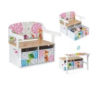 Costway 3-in-1 Kids Convertible Activity Bench Kids Table Chair Set Toddlers Toy Storage COSTWAY Multicolor