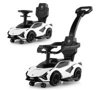 Costway 3 in 1 Kids Ride on Push Car Licensed Lamborghini Car in White COSTWAY White