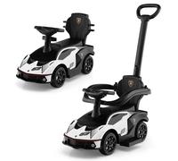 Costway 3 in 1 Kids Ride on Push Car Licensed Lamborghini Push Along Car Baby Stroller in White COSTWAY White