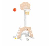 Costway 3 in 1 Kids Sports Center Height Adjustable Basketball Hoop-Mocha COSTWAY Multicolor
