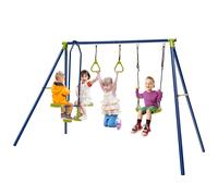 Costway 3-in-1 Kids Swing Set Heavy-Duty A-Frame Swing Set w/ 1 Swing, 1 Glider, 2 Gym Rings COSTWAY Multicolor