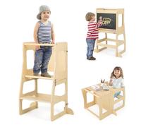 COSTWAY 3 in 1 Learning Tower Children, Folding Step Stool & Blackboard & Children's Table Set, Step Stool Montessori, Standing Tower Learning Chair for Children's Room, Kitchen, Bathroom, from 1