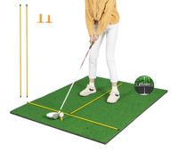 Costway 3-In-1 Premium Golf Practice Turf Golf 22mm Hitting Mat w/Synthetic Grass Turf in Green COSTWAY Green