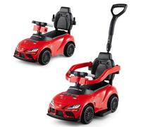 COSTWAY 3 in 1 Ride on Push Car, Licensed Toyota Stroller Sliding Walking Car with Handle, Music, Safety Guardrail & Under-Seat Storage, Toddler Foot to Floor Slider for Boys Girls 1.5-5 Years (Red)