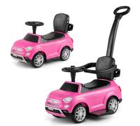 COSTWAY 3 in 1 Ride on Push Car, Toddler Push Along Car with Handle (Pink) | Music, Horn, Guardrails & Under-Seat Storage, Licensed FIAT Kids Foot to Floor Slider for Boys Girls