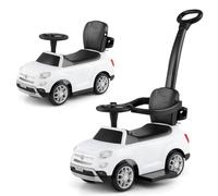 COSTWAY 3 in 1 Ride on Push Car, Toddler Push Along Car with Handle (White) | Music, Horn, Guardrails & Under-Seat Storage, Licensed FIAT Kids Foot to Floor Slider for Boys Girls