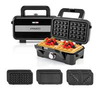 Costway 3 In 1 Waffle Maker 1200W Electric Panini Press Grill-Black