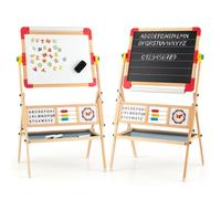 Costway 3-In-1 Wooden Kids Art Easel Magnetic Double Sided Easel W/ Blackboard Whiteboard & Paper Roll