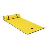 Costway 3 Layer Floating Water Mat Swimming Pool Float Pad with Rolling Pillow Foam Pad in Yellow COSTWAY Yellow