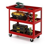 Costway 3-Layer Service Utility Cart Rolling Tool Cart W/ 2 Lockable Universal Wheels