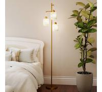 Costway 3-Light Floor Lamp Farmhouse 173CM Standing Tree Lamp w/ Foot Switch in Gold COSTWAY Gold