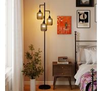 Costway 3-Light Floor Lamp Freestanding Tall Pole Light With Foot Switch-Black