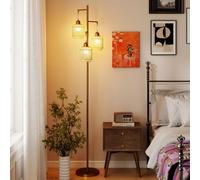 Costway 3-Light Floor Lamp Freestanding Tall Pole Light With Foot Switch-Golden