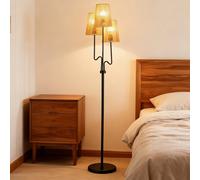 Costway 3-Light Floor Light Standing Tree Lamp With 3 Boho Paper Woven Lampshades