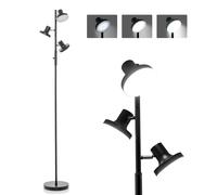 Costway 3-Light Modern Floor Lamp Freestanding Tree Lamp w/ 3 Angle Adjustable LED Light in Black COSTWAY Black