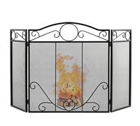 Costway 3-Panel Fireplace Screen Folding Decorative Spark Guard Freestanding Safe Fence in Black COSTWAY Black