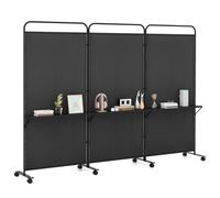 Costway 3-Panel Folding Room Divider 188Cm Rolling Privacy Screen-Black