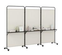 Costway 3-Panel Folding Room Divider 188Cm Rolling Privacy Screen-White