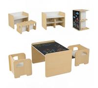 Costway 3 Pcs Kids Table And Chair Set Space-Saving Toddler Table And 2 Chairs