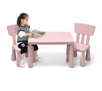 Costway 3 Pcs Kids Table And Chair Set Toddler Activity Center Children Writing Desk