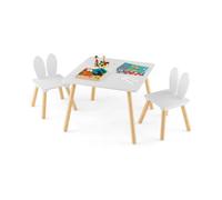 Costway 3 Pcs Kids Table And Chair Set Toddler Activity Center Writing Desk Space-Saving