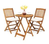 Costway 3 Pcs Outdoor Folding Bistro Set Home Garden Chair And Table Set W/ Cushions