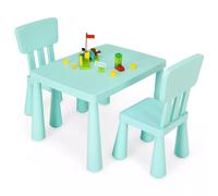 Costway 3 PCS Table & Chair Set Toddler Activity Center Writing Desk in Green COSTWAY Green