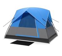 Costway 3-person Camping Tent Waterproof Double-layer Tent w/ Removable Floor Mat in Blue COSTWAY Blue