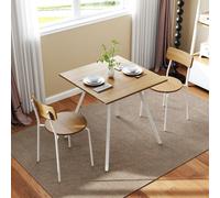 Costway 3-Piece 76 Cm Square Kitchen Dining Table & Chairs Set For 2 Person-Natural