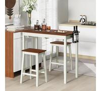 Costway 3-Piece Bar Table Set Kitchen Counter Height Pub Table W/bar Stools Space-Saving