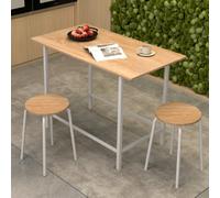 Costway 3-Piece Dining Set Kitchen Table And Chairs For 2 W/ Square Table-White